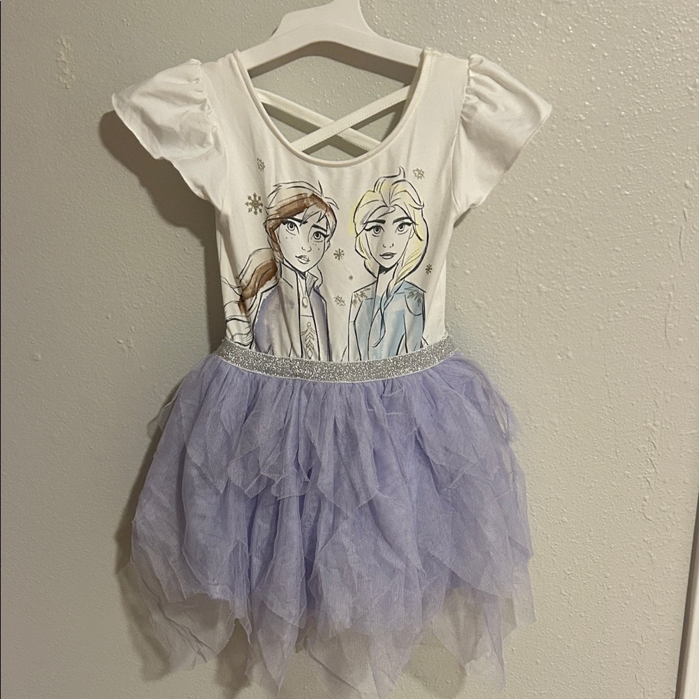 Kids Frozen Costume Dress with Purple Tulle Skirt